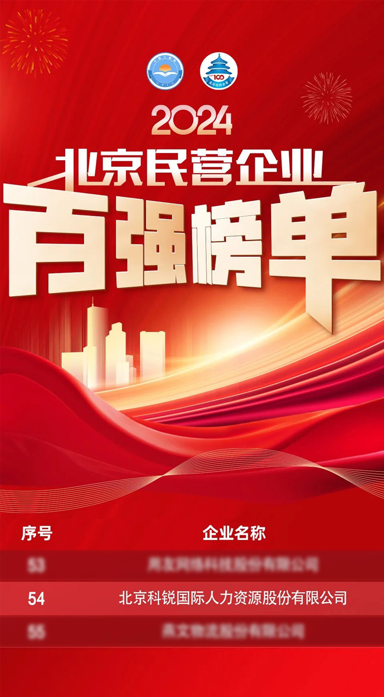 人力资源供应商mg冰球突破连续五年荣登北京民营企业百强榜单彰显自身全方位人力资源服务能力